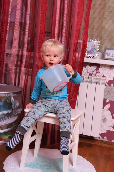 Blonde baby boy at home — Stock Photo, Image