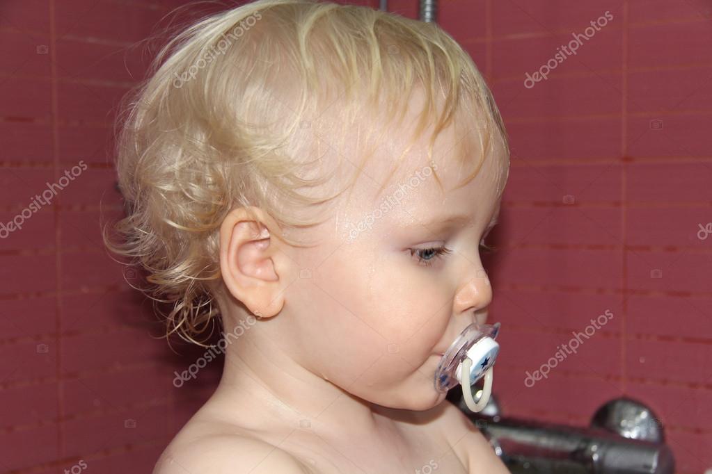 Curly Wavy Hair Blond Baby Boy Stock Photo C Arkusha 107448518