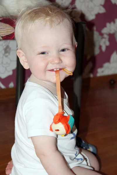 Blonde baby boy in home — Stock Photo, Image