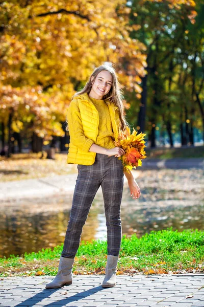 Portrait Une Jeune Fille Dans Parc Automne — Photo