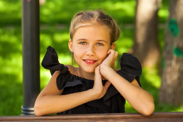 Retrato Una Niña Antes Edad Escolar Parque Verano Aire Libre —  Fotos de Stock