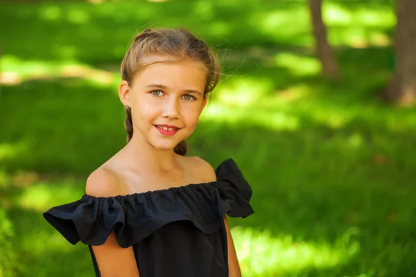 Retrato Una Niña Antes Edad Escolar Parque Verano Aire Libre — Foto de Stock