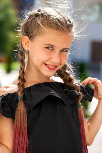 Retrato Una Niña Antes Edad Escolar Parque Verano Aire Libre — Foto de Stock