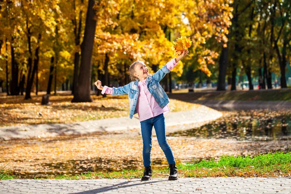 Retrato Una Niña Parque Otoño — Foto de Stock