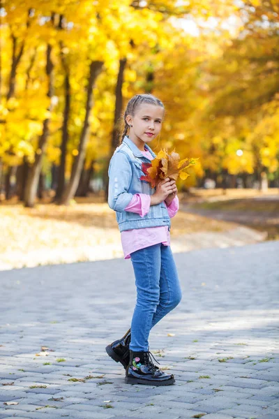 秋日公园里一个小女孩的画像 — 图库照片