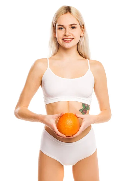 Young Beautiful Girl Sports Underwear Isolated White Background — Stock Photo, Image