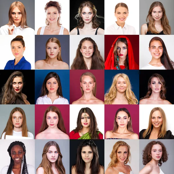 Collage Solo Chicas Hermosas Jóvenes — Foto de Stock