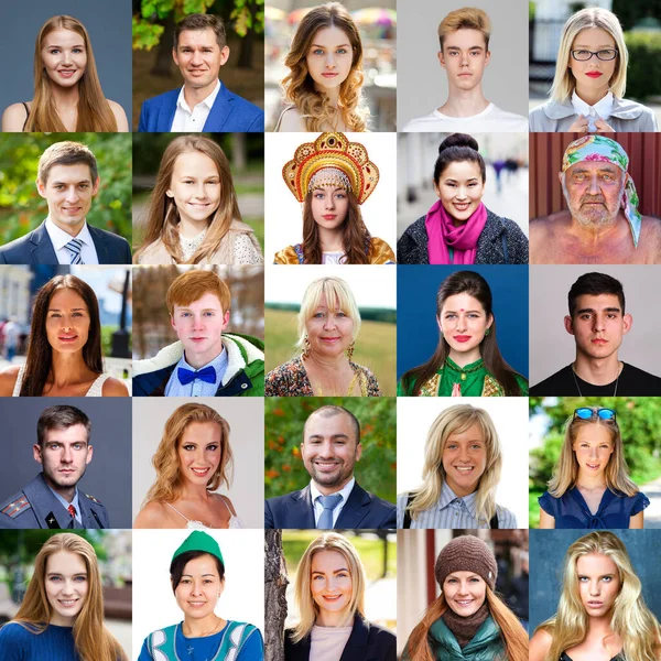 Collage Happy Beautiful People Different Ages Nationalities — Stock Photo, Image