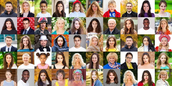 Collage Happy Beautiful People Different Ages Nationalities — Stock Photo, Image