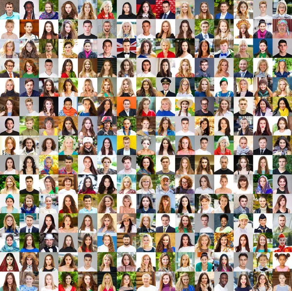 Collage Happy Beautiful People Different Ages Nationalities — Stock Photo, Image