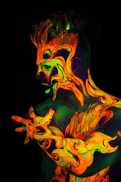 Body art incandescente nella luce ultravioletta — Foto Stock