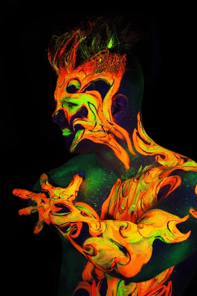 Body art incandescente nella luce ultravioletta — Foto Stock