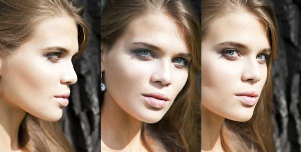 Collage, ansikte kvinnorna — Stockfoto