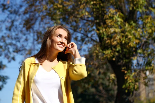 telefon ederken mutlu güzel kadın 