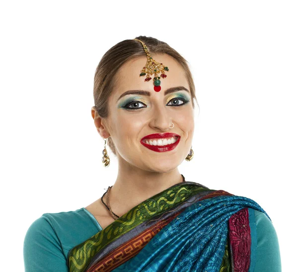 Young pretty woman in indian dress — Stock Photo, Image