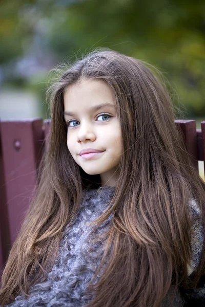 Beautifal little girl in the autumn park — Stock Photo, Image