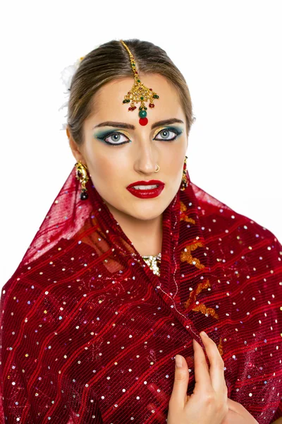 Young pretty woman in indian dress — Stock Photo, Image