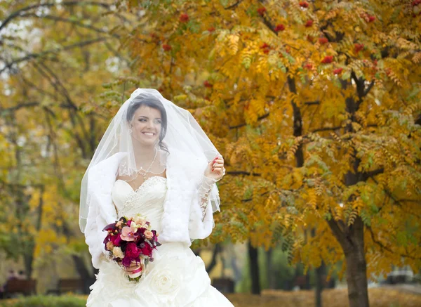 Portret pięknej uśmiechniętej panny młodej — Zdjęcie stockowe