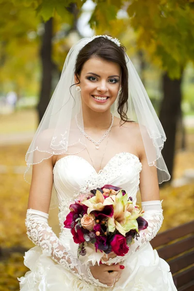 Retrato de una hermosa novia sonriente —  Fotos de Stock