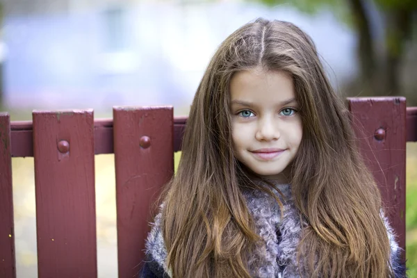 Beautifal liten flicka i parken hösten — Stockfoto