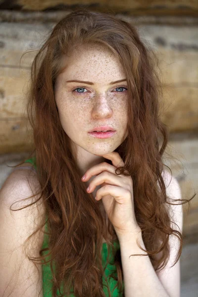 Portrait of the beautiful red haired girl — Stock Photo, Image