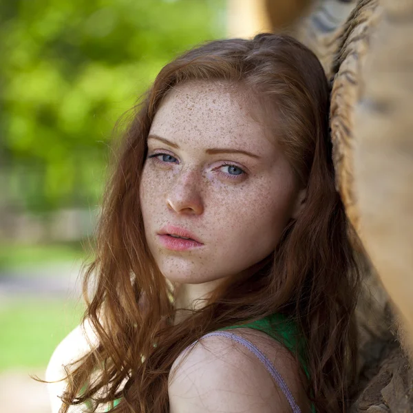 Portrait of the beautiful red haired girl — Stock Photo, Image