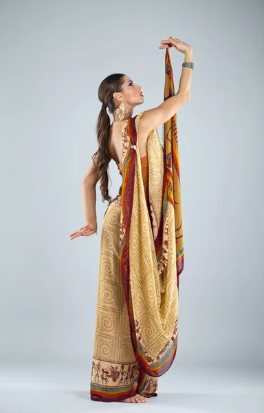 Młoda kobieta tradycyjnych azjatyckich indyjski w indyjskie sari — Zdjęcie stockowe