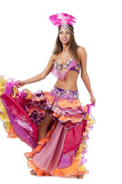Güzel karnaval dansçı, kostüm şaşırtıcı 