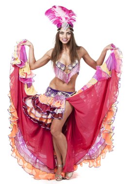 Güzel karnaval dansçı, kostüm şaşırtıcı 