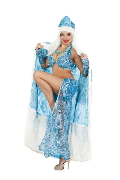 Jovem bela mulher vestida como russa Snow Maiden — Fotografia de Stock