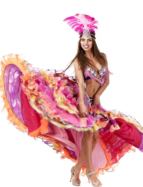 Krásné karnevalové tanečnice, úžasné kostýmy — Stock fotografie