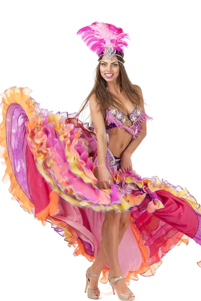 Bela dançarina de carnaval, traje incrível — Fotografia de Stock