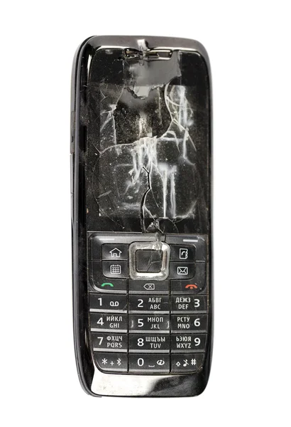 Cell phone with a broken screen — Stock Photo, Image