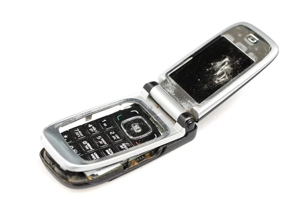 Mobiltelefon med ett brutet avskärmer — Stockfoto