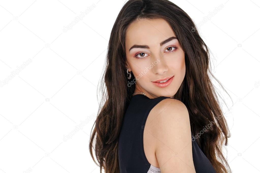 Young casual woman portrait isolated on white background