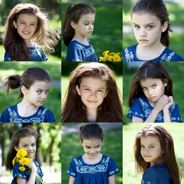 Collage, belleza de verano niña — Foto de Stock