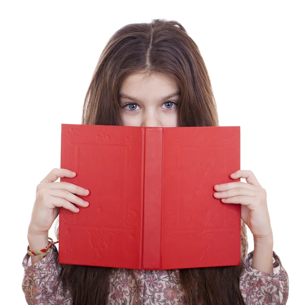 작은 소녀 지주 빨간 책 — 스톡 사진