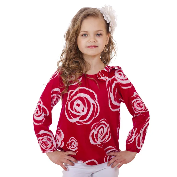 Portrait of a charming little girl looking at camera — Stock Photo, Image