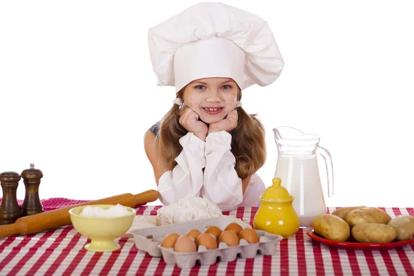 Cute little baby dressed as a cook — Stock Photo, Image