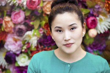 Asya Güzellik yüz dikey, temiz ve taze zarif Bayan