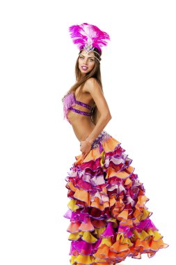 Güzel karnaval dansçı, kostüm şaşırtıcı 