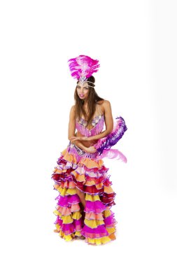 Güzel karnaval dansçı, kostüm şaşırtıcı 