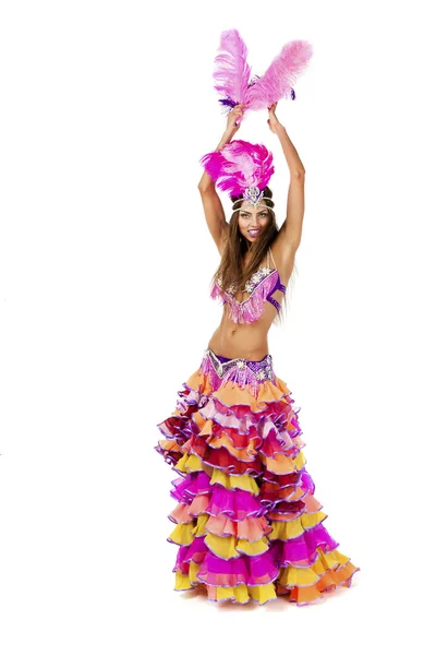 Prachtige carnaval danser, geweldige kostuum — Stockfoto