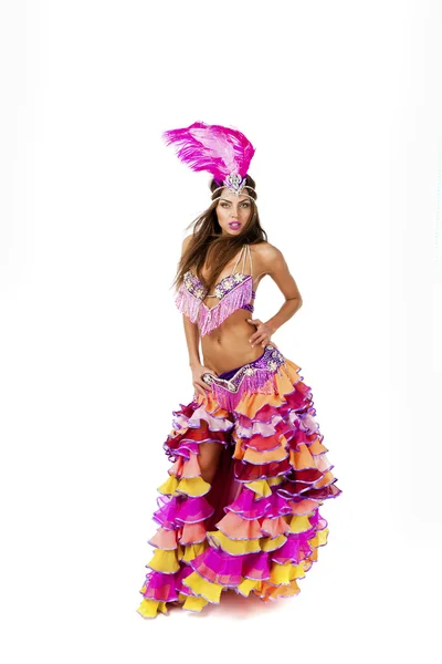 Hermosa bailarina de carnaval, increíble disfraz — Foto de Stock