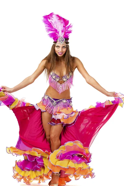 Vackra carnival dansare, fantastiska dräkt — Stockfoto
