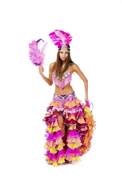 Krásné karnevalové tanečnice, úžasné kostýmy — Stock fotografie