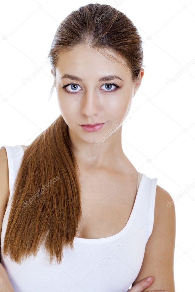 Close up portrait of a young girl teenager