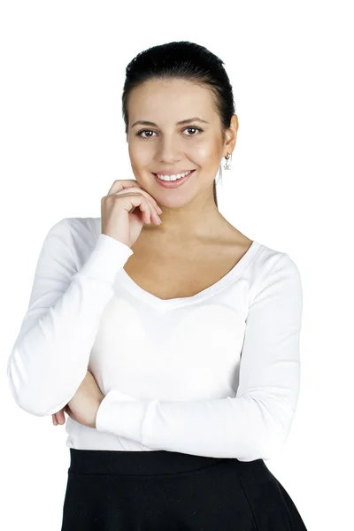 Retrato de una hermosa joven, aislada sobre fondo blanco —  Fotos de Stock