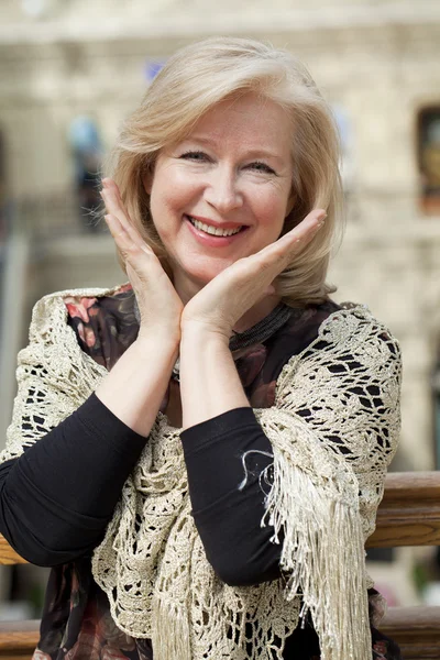 Close up facial portrait of a beautiful senior woman — Stock Photo, Image