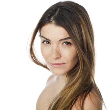 Portre yakın çekim genç güzel sarışın kadın